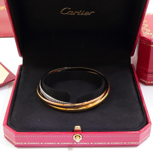 CAB59 Classic luxury three ring tricolor diamond studded bracelet women jewelry inside about 16.5cm