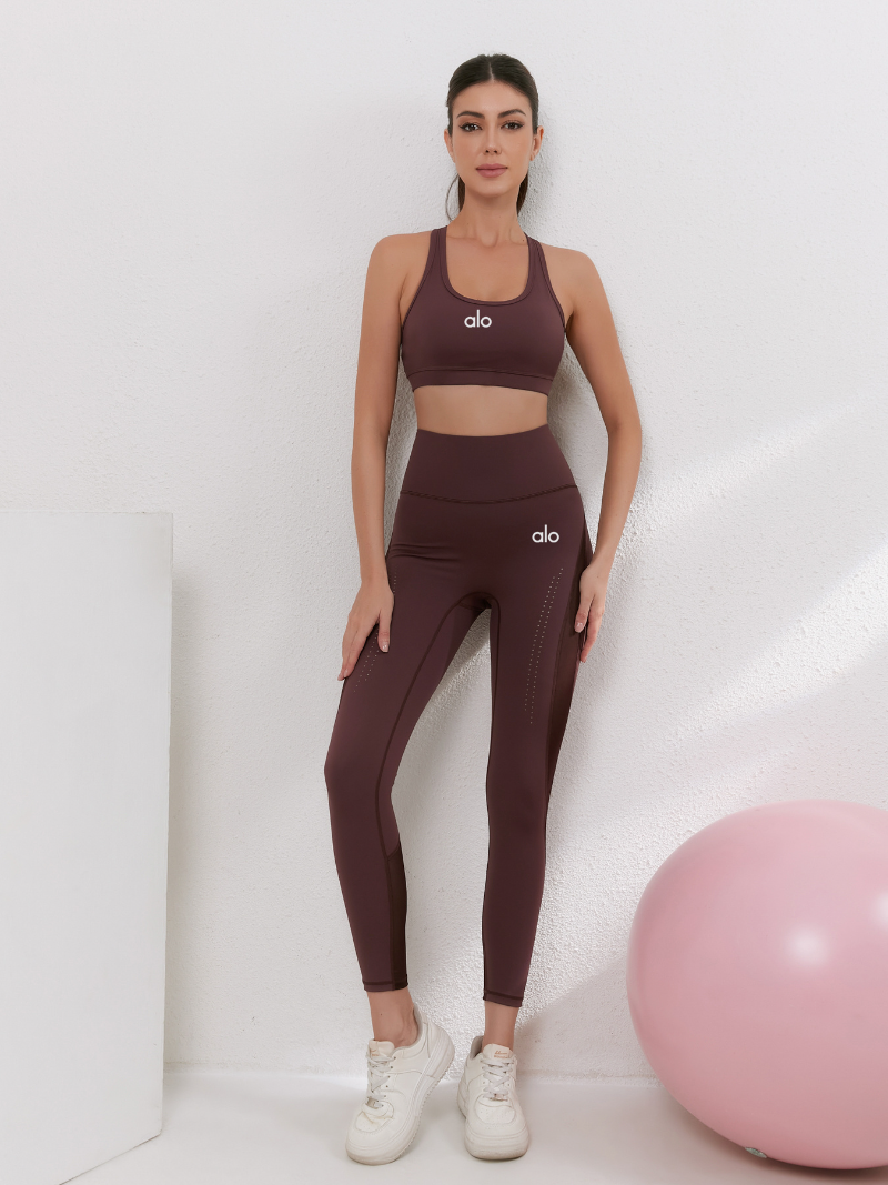 zalo5108   Women's nude elastic plus size sports pants yoga suit set fitness gathering shock-absorbing bra clothing