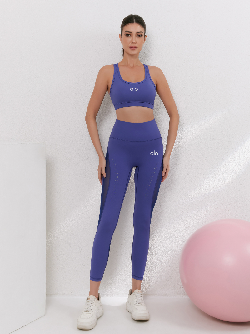 zalo5108   Women's nude elastic plus size sports pants yoga suit set fitness gathering shock-absorbing bra clothing