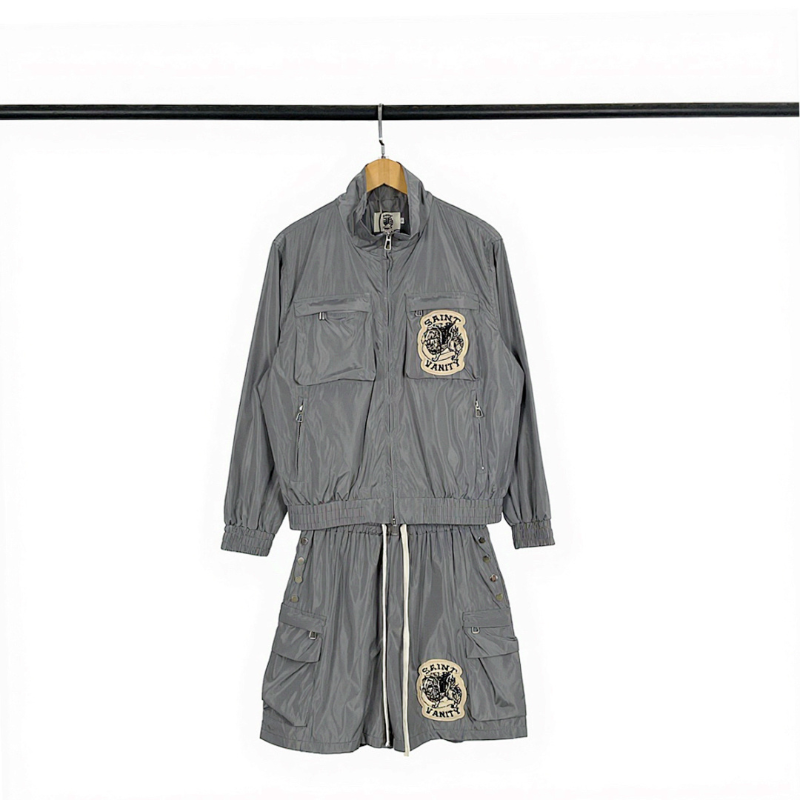 SAC1 New men's and women's spring and summer long sleeved cardigan windbreaker+shorts set clothing