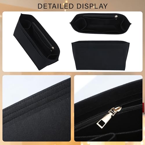 Purse Organizer Insert for Longchamp Le Pliage L Backpack, Felt Lightweight Long Champ Large Backpack Divider Shaper with Cup Holder,Zipper Bags Inner Linner with 8 Deepened Pockets,L/Black - color: Black, size: L Backpack