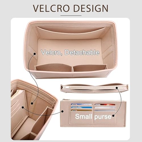 Purse Organizer Insert Compatible with LV Speedy 30 Bag Insert,Premium Felt Lightweight 30 Bag Organizer with Base Shaper, Tote Handbag Inner Divider Purse Accessories with Zipper Pocket,Beige - color: Beige, size: Speedy 30