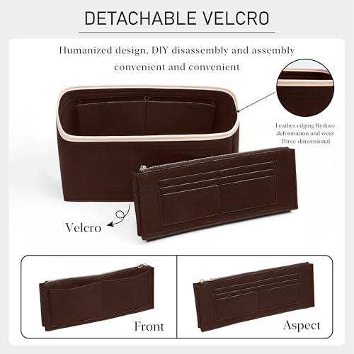 Purse Organizer Insert Compatible with LV Speedy 30 Bag Insert, Premium Felt Lightweight Bag Organizer with Base Shaper, Tote Handbag Inner Divider Purse Accessories with Zipper Pocket,Brown - color: Brown, size: Speedy 30