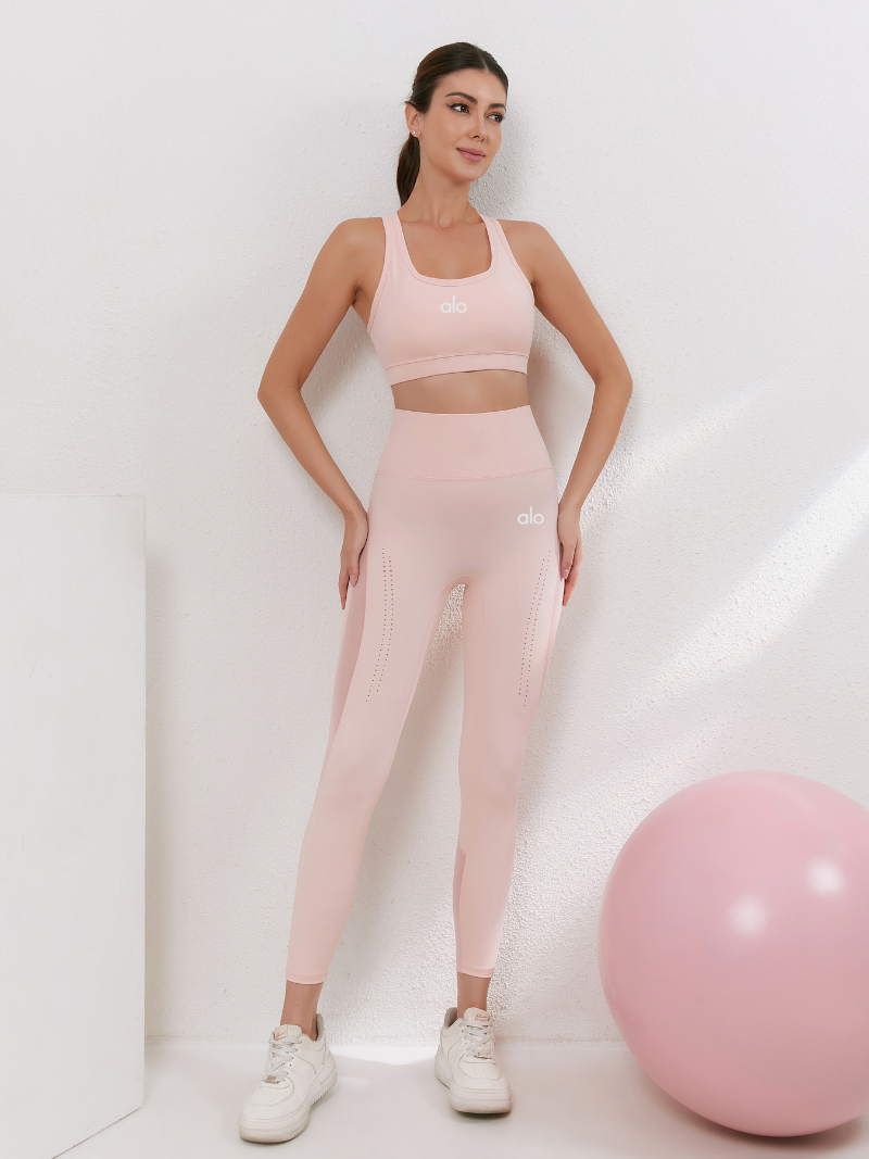 zalo5108   Women's nude elastic plus size sports pants yoga suit set fitness gathering shock-absorbing bra clothing