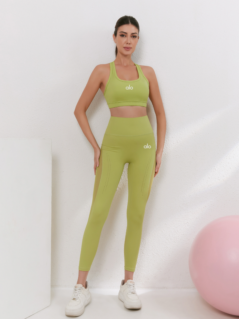 zalo5108   Women's nude elastic plus size sports pants yoga suit set fitness gathering shock-absorbing bra clothing