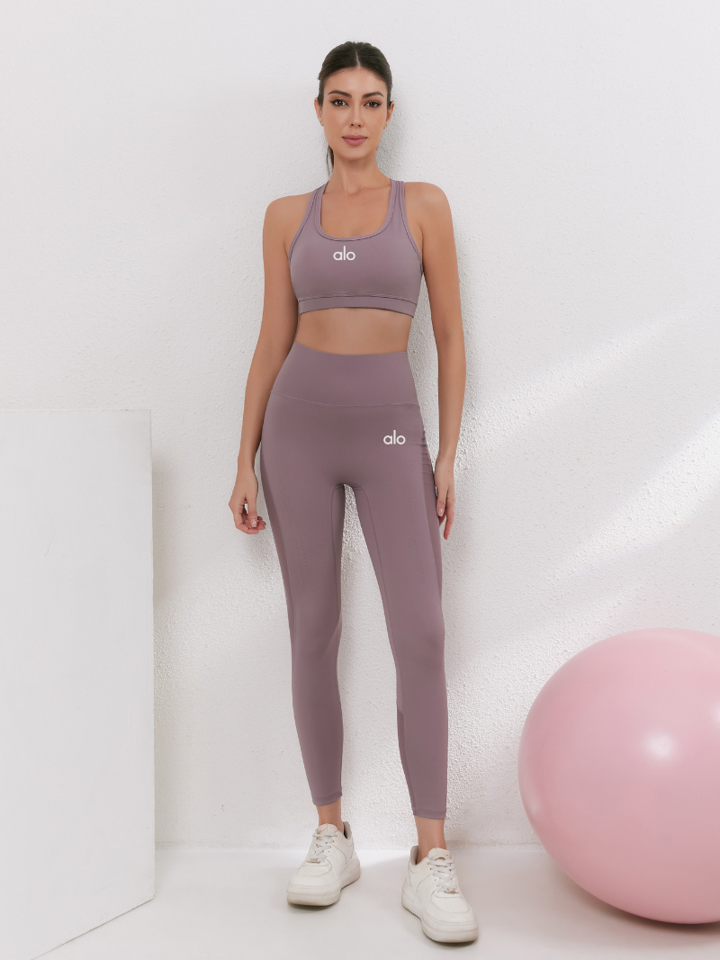 zalo5108   Women's nude elastic plus size sports pants yoga suit set fitness gathering shock-absorbing bra clothing