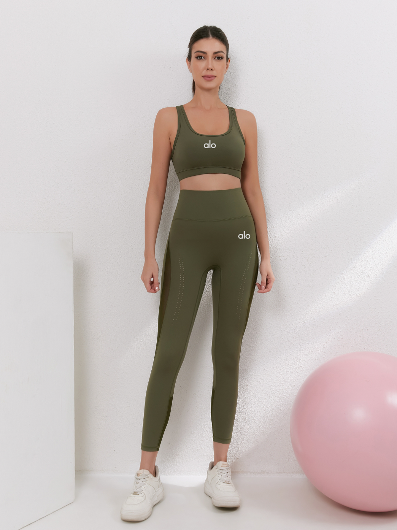 zalo5108   Women's nude elastic plus size sports pants yoga suit set fitness gathering shock-absorbing bra clothing