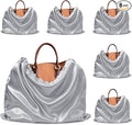 Ersmak 6 Pack Dust Bags for Handbags - Grey Silk Dust Cover Bag for Purses Shoes - Satin Drawstring Dustproof Bags for Travel Storage - 23.6 x 19.7 In