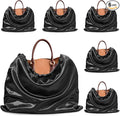 Ersmak 6 Pack Dust Bags for Handbags - Black Silk Dust Cover Bag for Purses Shoes - Satin Drawstring Dustproof Bags for Travel Storage - 19.7 x 15.7 In