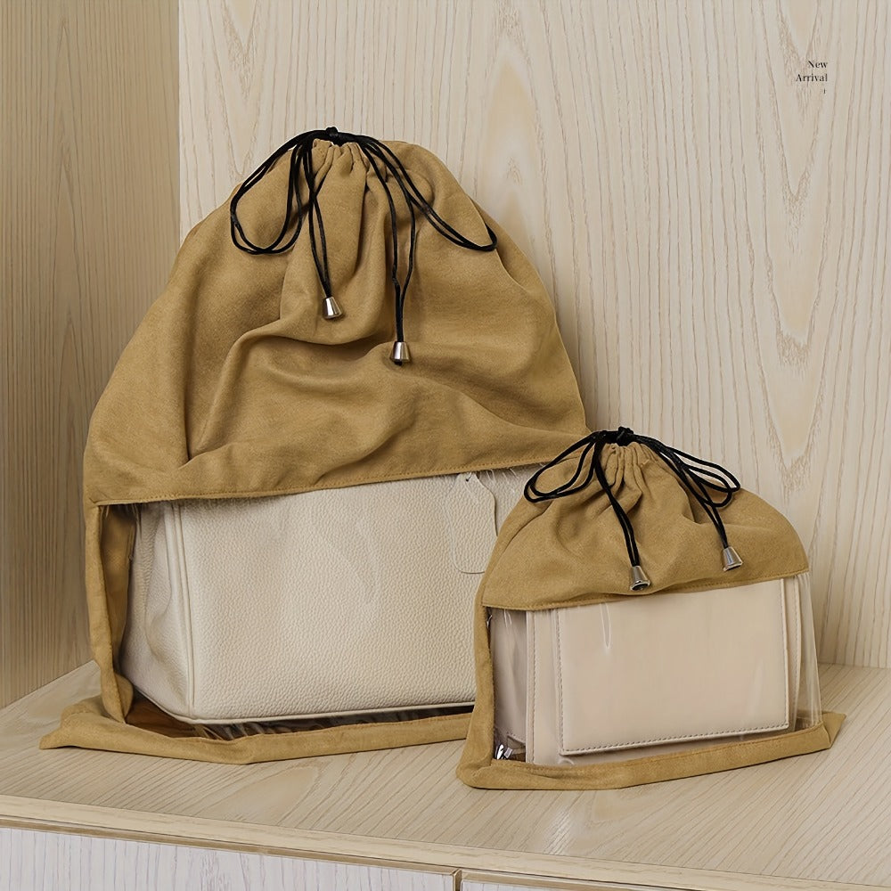 Travel Organizer Bag 5-Pack Handbag Dust Covers with Clear Windows, Drawstrings and Two Colors