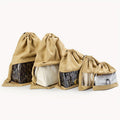 Travel Organizer Bag 5-Pack Handbag Dust Covers with Clear Windows, Drawstrings and Two Colors